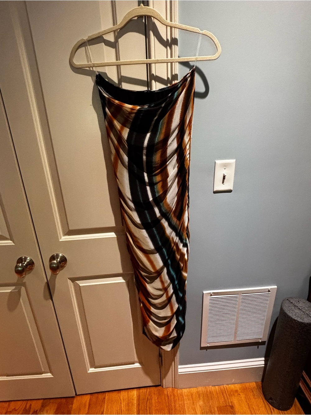 Asymmetrical Multicolor Stripe Maxi Skirt - Brown, Black & Cream